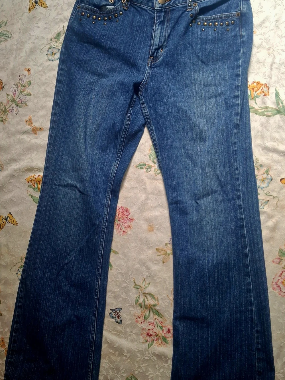 a.n.a Women's Blue Boot-Cut Jeans with Stud Accents - Picture 1 of 6